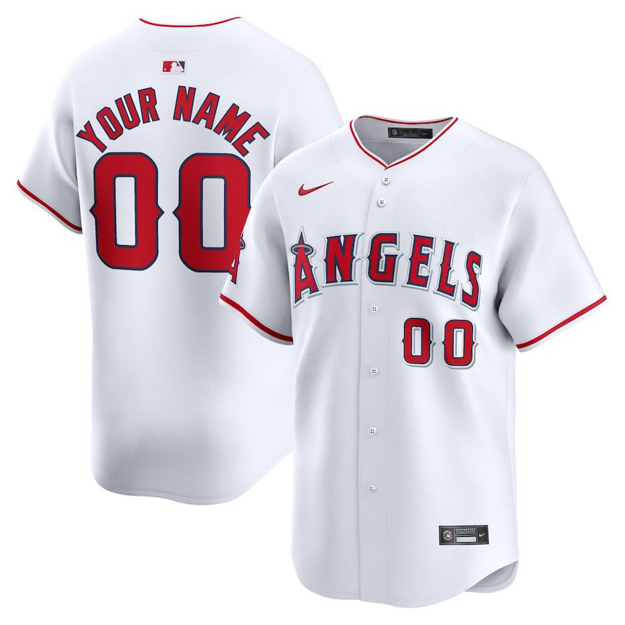 Men Los Angeles Angels Nike White Home Limited Custom MLB Jersey->->Custom Jersey
